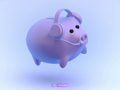 Piggy bank 3d 3d art 3d concept animation app art c4d character cinema4d concept design headphone illustration motion piggy bank purple