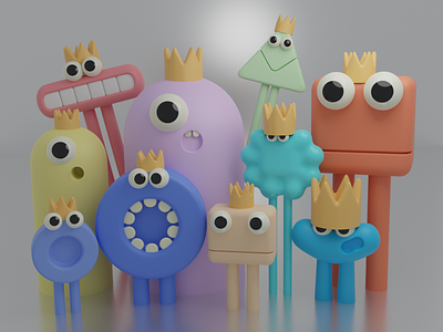 Monsters Family 3d animation art blender branding color full concept crypto cute design fanny graphic design illustration logo monster motion graphics nft picture ui vector