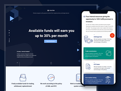 Finance / Cryptocurrency Adaptive Landing Page adaptive cryptocurrency design finance icons illustration landingpage mobile mobile version modern responsive sketch