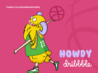 Hello Dribbble debut design first design first shot flat hello dribble illustration thank you vector