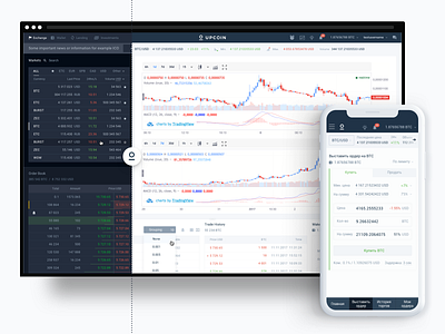 UpCoin crypto exchange banking blockchain cryptocurrency control panel crypto exchange cryptocurrency dashboad exchange finance interface mobile panel responsive service app sketch ui user experience ux user interface