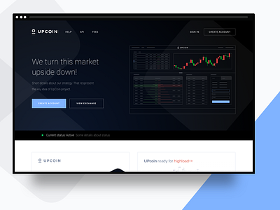 UpCoin Crypto Exchange Landing crypto currency design design art finance illustration landing landing page landingpage responsive sketch ui ux user experience ux