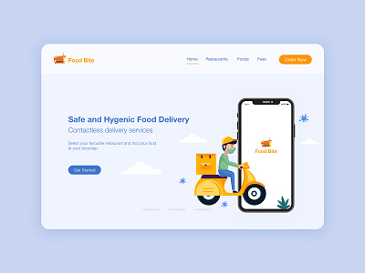 Food Delivnery Landinag page Design app branding design icon illustration logo minimal typography ux vector