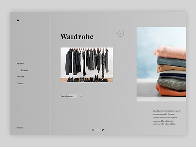 Wardrobe Landing Page branding design illustrator minimal typography ui ux wardrobelandingpage wardrobewebsite web website