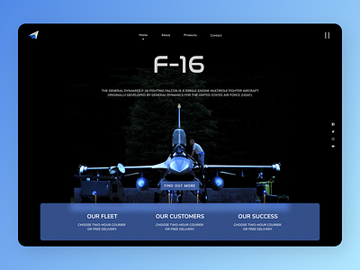 F-16 Landing Page branding design minimal typography ux web