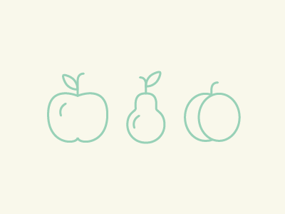 fruits apple blue butt fruit icons illustrations peach pear vector