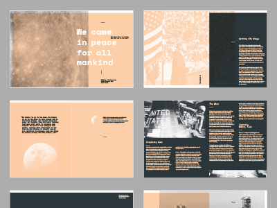We Chose to go to the Moon magazine design magazine layout design layout photos nasa navy peach