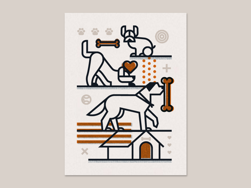Afterhours Poster screen print poster illustration black copper doge puppers dogs afterhours