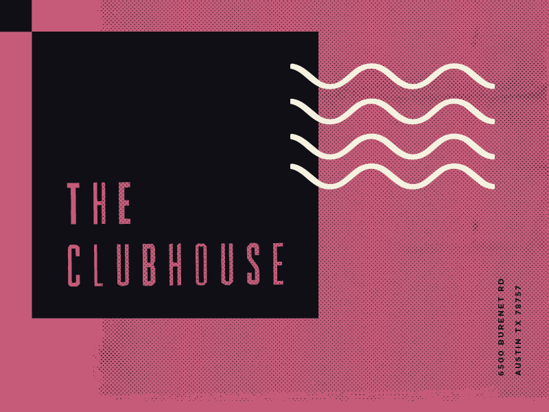 The Clubhouse creme black blush branding music venue music sound wave texture