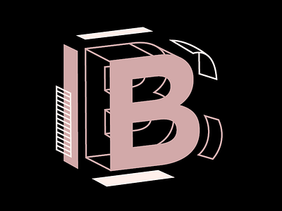 Beeeeeee 26daysoftype b black dimension dusty pink letterform pink type