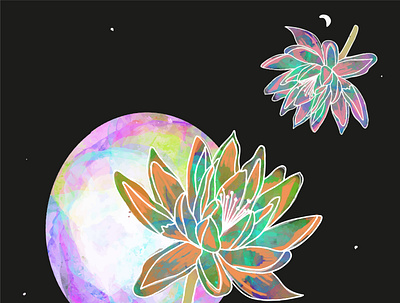 Moon Flowers abstract branding design digital art graphic design icon illustration logo ui vector