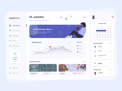 Learnmore - Dashboard blue cleanui dashboard ui design exploration interaction design interface learning platform study study app ui ux ui ux design ui design ui ux uidesign uiux uxdesign