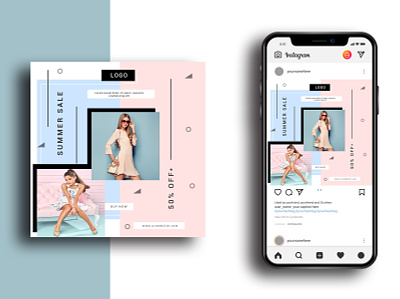 Fashion Summer Social Media Banner business clothing colorful discount dress easy to edit fashion fashion sale fashion store feed insta instagram instagram grid instagram store layout design minimalist multipurpose new new arrival