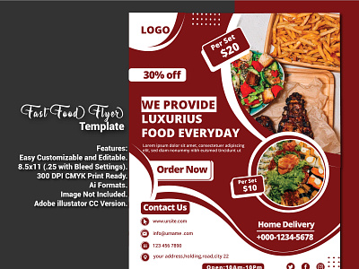 Restaurants/ Fast food Flyer Template abstract background concept delivery design discount fastfood flyer food health illustration layout marketing presentation price print restaurant tasty template vector
