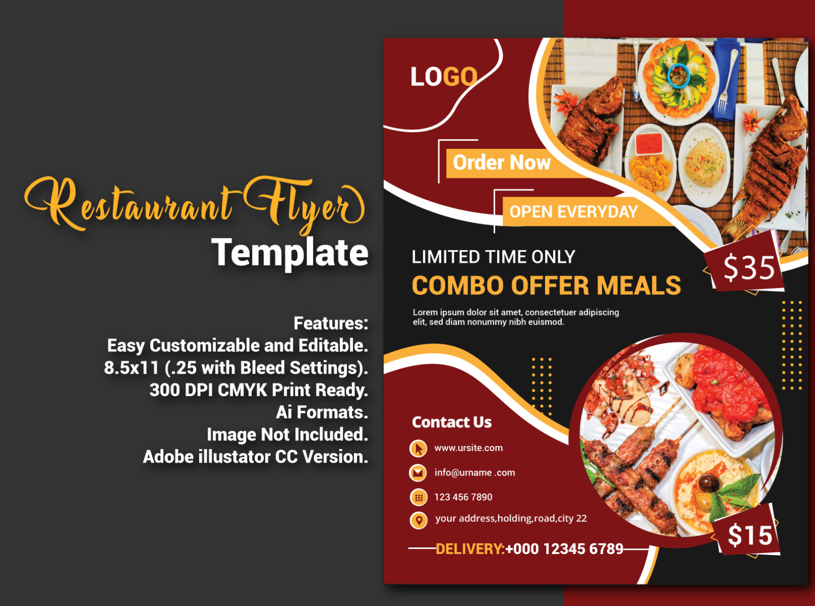 Restaurant flyer template by Sarmin Akter Rina on Dribbble