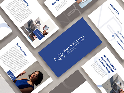 Business Profile Design for Noha Belhaj blue brand branding business business presentation business profile design digital digital art identity branding identity design minimal mockup mockup design mockups presentation presentation design profile