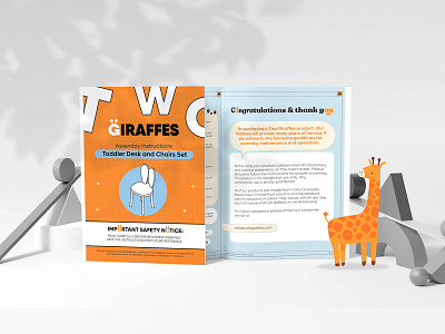 Manual Design for Two Giraffes 2d 2d design brand branding brochure cute design digital digital art graphic design identity branding illustration informative kid related manual modern vector