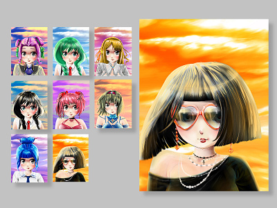 NFT Design in Anime Girl Style 2d 2d art anime anime girl anime nft brand branding colorful design digital digital art graphic design identity branding illustration nft nft design nfts vector