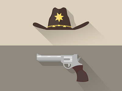 Walking flat part1 amc brown flat gun hat illustrator recent rick twd walking dead zombie