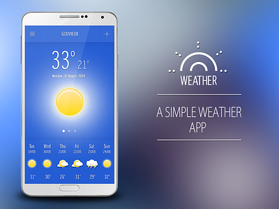 A Simple weather app android clean cloud flat glossy interface ipad mobile redesign sun ui weather
