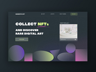 Landing page | NFT| GEOMETRY.NFT figma inspiration landing landingpage nft typography ui uiux ux web website