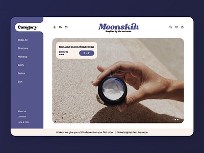 E-commerce | Website | Moonskin branding design e commerce landing shop trending typography ui uiux ux web website