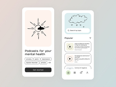 Mobile app | MentalWeather app application design figma illustration interface mobile mobileapp typography ui uiux ux