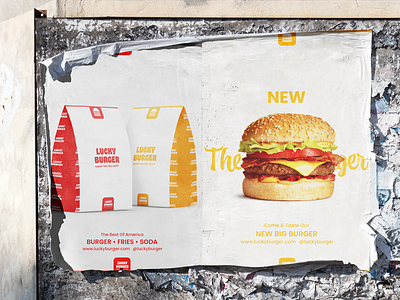 Lucky Burger | Modern, Bold Burger Brand Identity Poster Design branding design flat graphic design icon illustration illustrator logo vector