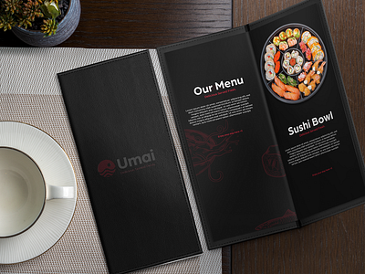 Sushi Brand Menu Design Umai branding design flat graphic design icon illustration illustrator logo menu menu design sushi sushi logo sushi logo design vector