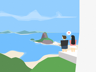 Seaview 2d illustration landscape location minimal