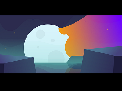 Not-so-full Moon 2d dark illustration minimal moon night