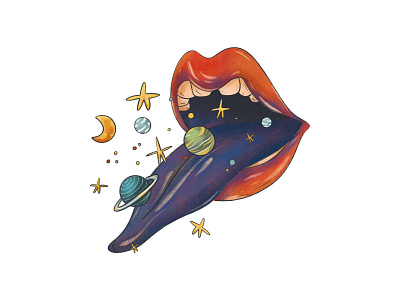 SPACE CHIC / Vol.3 bookcover branding cover design fairytale galaxy graphic design illustration lips logo mouth planets sky space