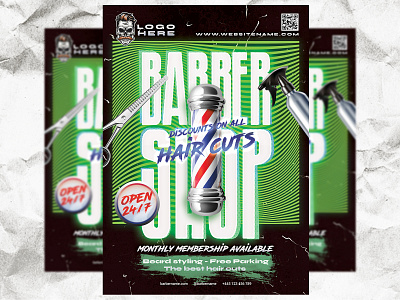 Barber Shop Flyer Template barber barbershop flyer hair flyer instagram psd