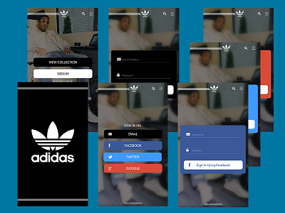 Adidas Mobile App Sign in/Sign Up adidas app branding collection design fabolous rap sign in splash page typography ui