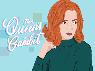 The Queens Gambit illustration hand lettering illustration lettering portrait portrait illustration the queens gambit vector