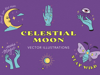 Celestial Moon Vector Illustration Pack