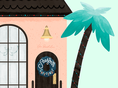 Paradise House beach house digital drawing holiday house illustration illustrator palmtree texture