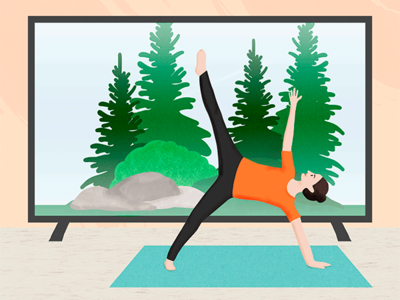 Yoga in the forest digital drawing editorial illustration photoshop technology wellness yoga