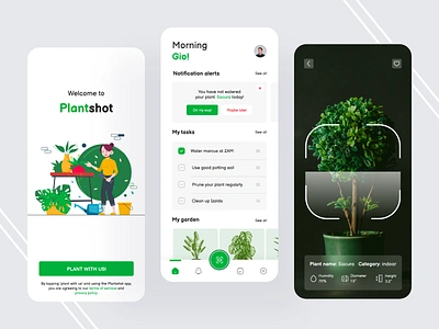 Plantshot 3d animation app branding design garden gardening app graphic design illustration logo minimal mobile motion graphics plant plants plants app plantshop ui ux web