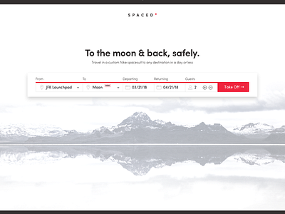 Spaced II booking flight spaced spaced challenge trip ui ux