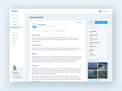 Company Profile Editor app company profile dashboard editor flat minimal typography ui ux web web app website