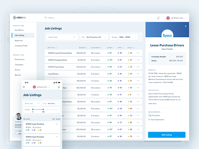 Job Listings app ats clean dashboard desktop hr job board job listings listings minimal mobile product product design pwa typography ui ux visual design web web app