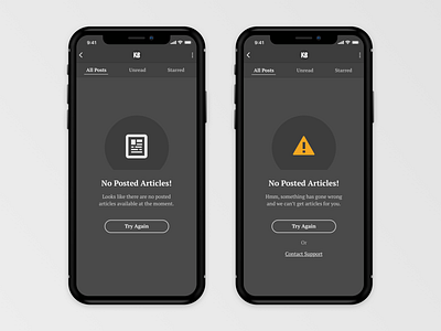 App Empty States app clean dark design empty page empty state error message ios11 iphone iphone x minimal mobile ui ux