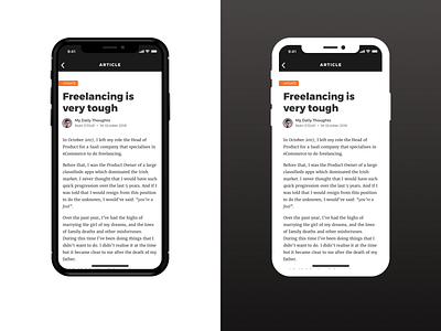 Article Black Or White app article article design article page clean dark design flat ios iphone iphone x minimal mobile simple typograpgy ui ux ux design