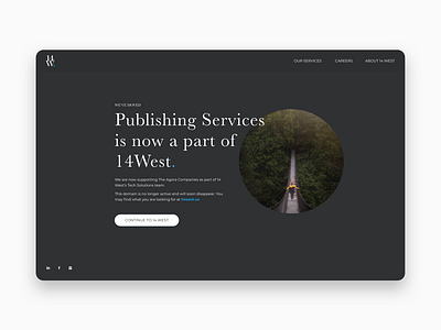 Landing Page for 14West 404 page clean dark design flat home page landing page minimal moved negative space simple typography ui ux website