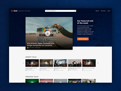 RFA Talks clean dark design flat minimal search bar talks typography ui ux video video player