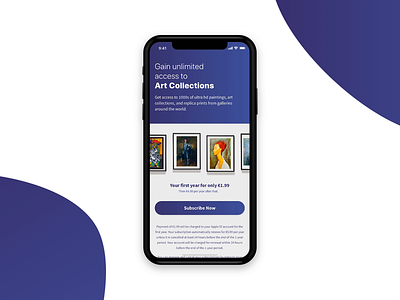In App Purchasing in the Art Collectors App app app design clean design flat ios iphone iphone x minimal mobile purchase subscribe subscription subscriptions ui ux