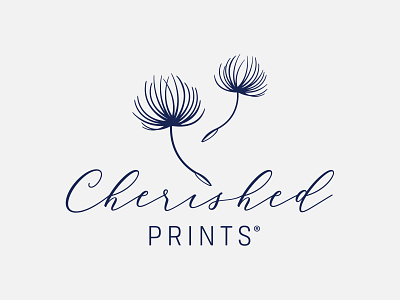 Cherished Prints logo branding dandelion dandelions design logo
