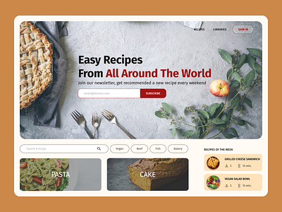 Food Recipe Website Exploration design food ui ux website website design