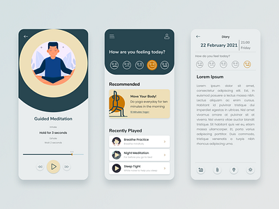 Mental Wellbeing App app design mental health mobile app ui ux